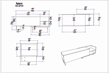 Andifli TV-benk 165x41 cm med Oppbevaring i Tre - Beige - Møbler - TV- & Mediamøbler - TV benk & mediabenk
