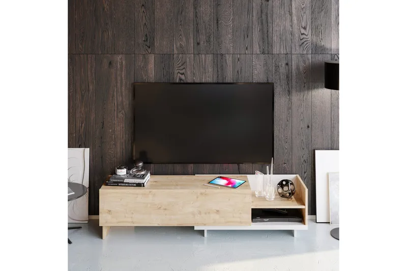 Andifli TV-benk 165x41 cm med Oppbevaring i Tre, Beige