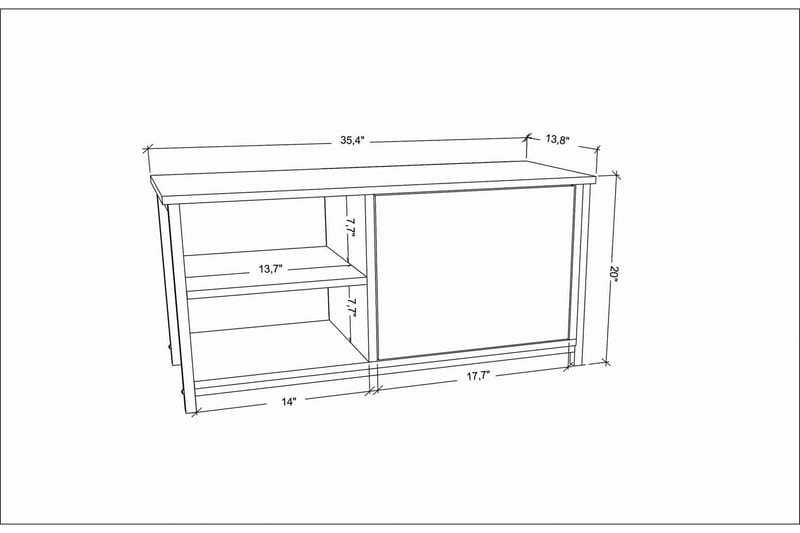 Andifli Tv-benk 89,6x50,8 cm - Hvit - Møbler - TV- & Mediamøbler - TV benk & mediabenk