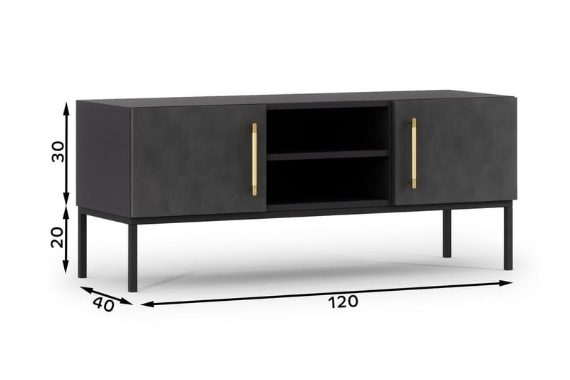 Anjal Tv-benk 40 cm - Svart - Møbler - TV- & Mediamøbler - TV benk & mediabenk