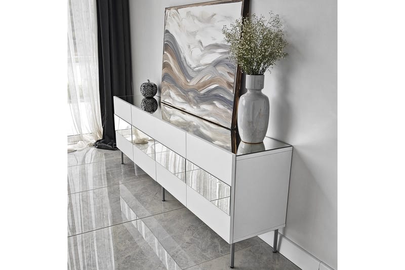 Arioch TV-benk 180 cm - Sølv - Møbler - TV- & Mediamøbler - TV benk & mediabenk