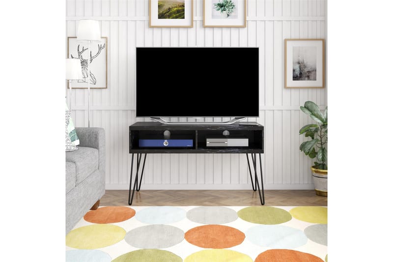 Athena Tv-benk 107x50 cm Svart/Marmormønster - Novogratz - Møbler - TV- & Mediamøbler - TV benk & mediabenk