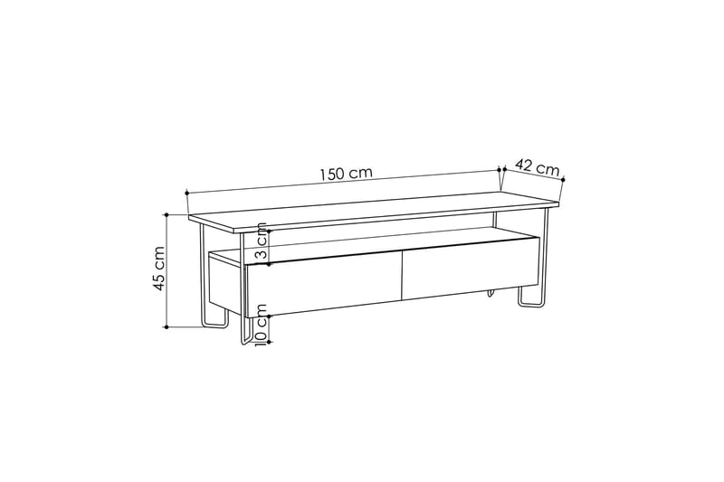 Bodsjö TV-Benk 150 cm - Grå - Møbler - TV- & Mediamøbler - TV benk & mediabenk
