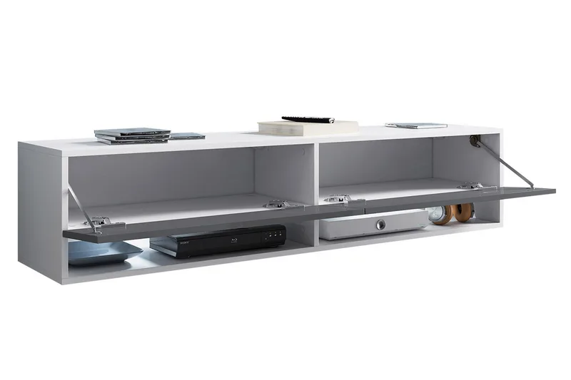 Brya TV-benk 140 cm LED-belysning - Beige/Hvit/RGB LED - Møbler - TV- & Mediamøbler - TV benk & mediabenk