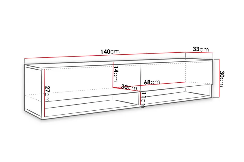 Brya TV-benk 140 cm LED-belysning - Beige/Hvit/RGB LED - Møbler - TV- & Mediamøbler - TV benk & mediabenk