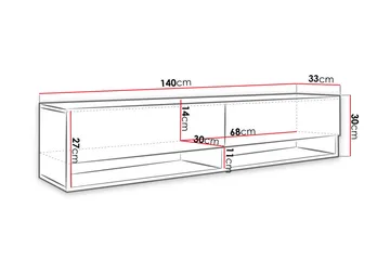 Brya TV-benk 140 cm LED-belysning - Beige/Hvit/RGB LED - Møbler - TV- & Mediamøbler - TV benk & mediabenk