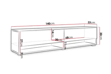 Brya TV-benk 140x31x30 cm - Beige/Hvit - Møbler - TV- & Mediamøbler - TV benk & mediabenk