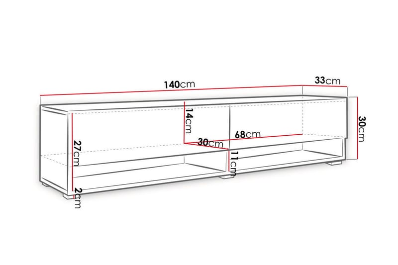 Brya TV-benk 140x31x30 cm - Beige/Hvit - Møbler - TV- & Mediamøbler - TV benk & mediabenk