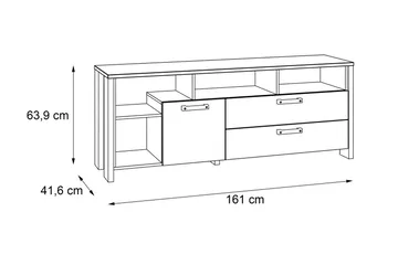 Cadle Gulvstående TV-benk 161 cm med Oppbevaring i Mørkt Tre - Brun - Møbler - TV- & Mediamøbler - TV benk & mediabenk