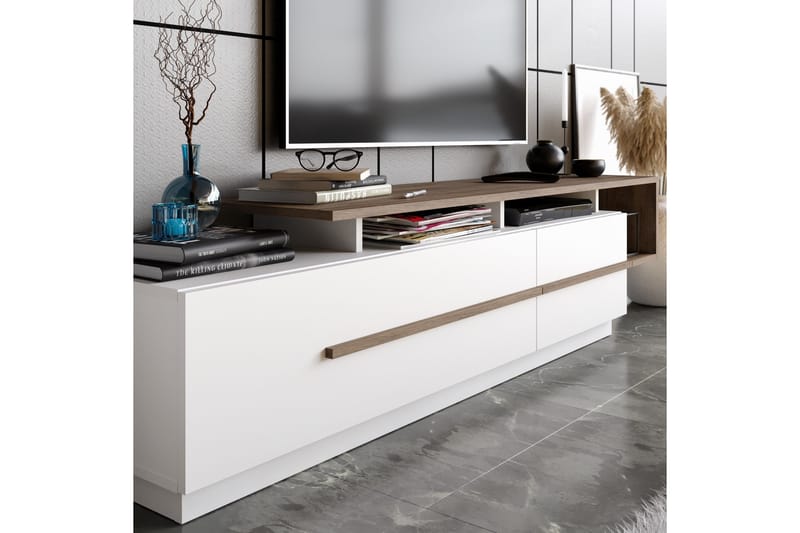 Campora Tv-benk 150 cm - Mørkebrun/Hvit - Møbler - TV- & Mediamøbler - TV benk & mediabenk