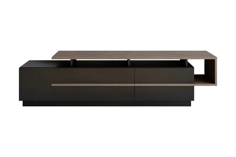 Campora Tv-benk 150 cm, Svart/Mørkebrun