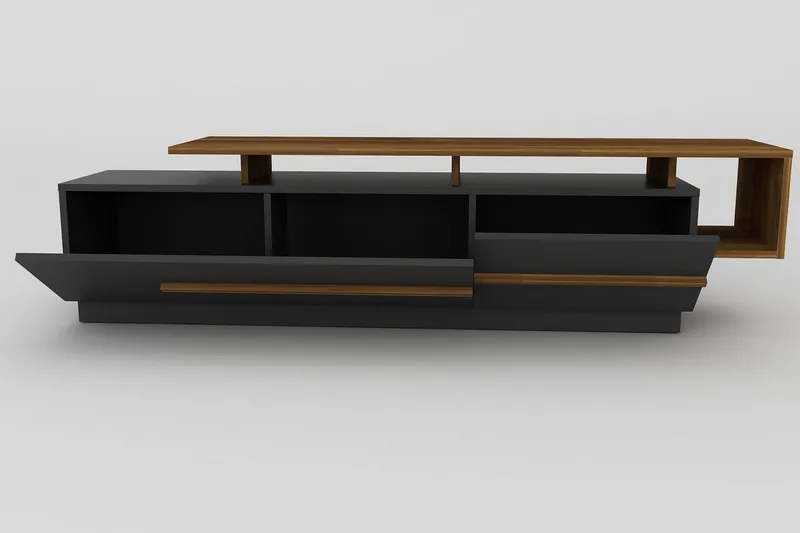 Campora Tv-benk 150 cm - Svart/Mørkebrun - Møbler - TV- & Mediamøbler - TV benk & mediabenk