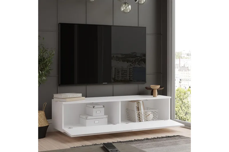 Caswell TV-benk 140 cm - Hvit - Møbler - TV- & Mediamøbler - TV benk & mediabenk