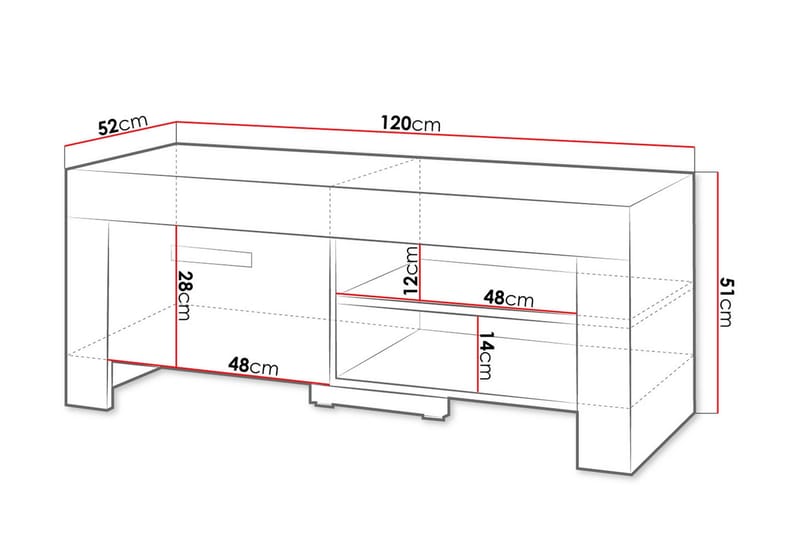 Cezar Gulvstående TV-benk 120 cm med Oppbevaring i Eik - Beige - Møbler - TV- & Mediamøbler - TV benk & mediabenk