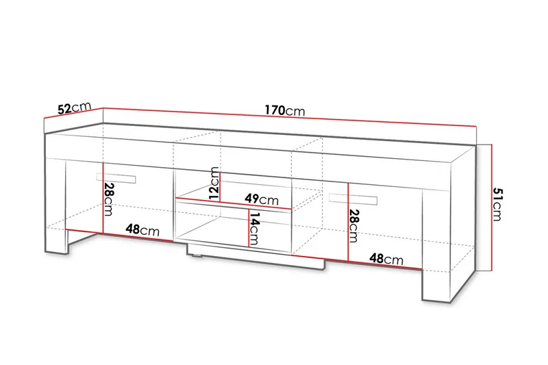Cezar Gulvstående TV-benk 170 cm med Oppbevaring i Eik - Beige - Møbler - TV- & Mediamøbler - TV benk & mediabenk