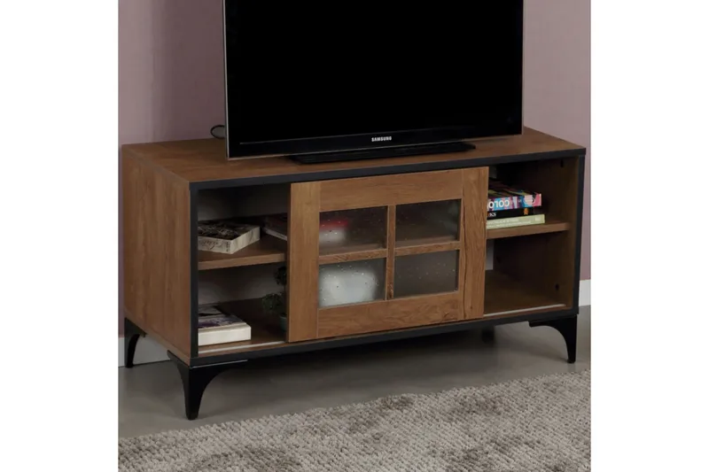 Comfortale Gulvstående Tv-benk 100 cm med Oppbevaring i Mørkt Tre - Brun - Møbler - TV- & Mediamøbler - TV benk & mediabenk