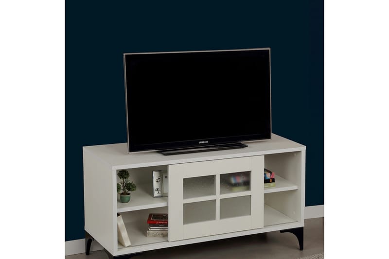 Comfortale Gulvstående TV-benk 100 cm med Oppbevaring i Malt Tre - Hvit - Møbler - TV- & Mediamøbler - TV benk & mediabenk