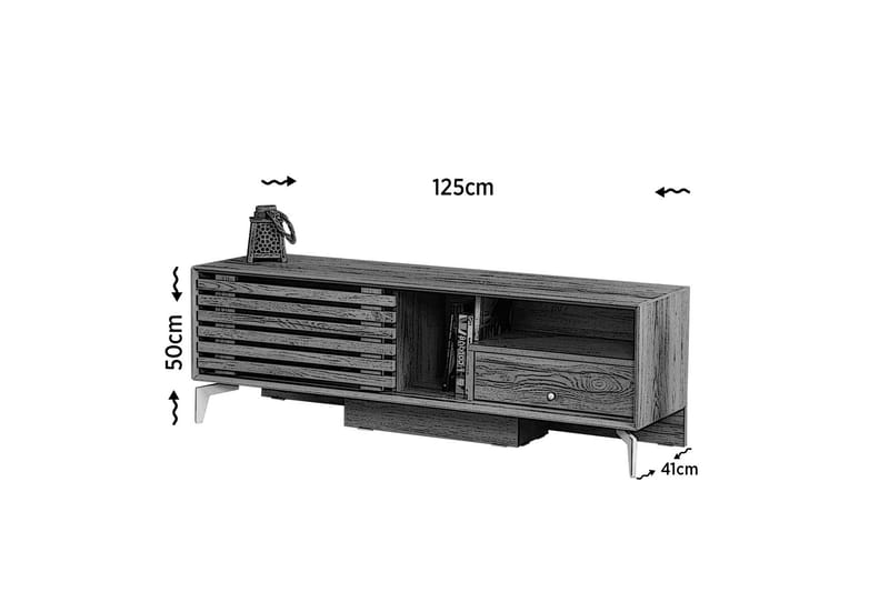 Comfortale Gulvstående TV-benk 125 cm med Oppbevaring i Lys Tre - Brun - Møbler - TV- & Mediamøbler - TV benk & mediabenk