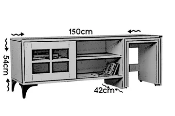 Comfortale Gulvstående TV-benk 150 cm med Oppbevaring og Hjul i Mørkt Tre - Brun - Møbler - TV- & Mediamøbler - TV benk & mediabenk