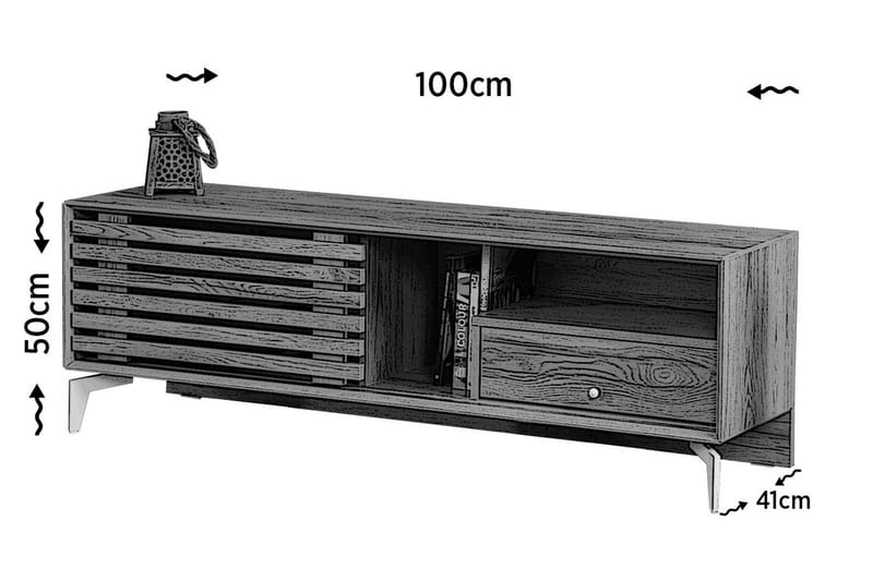 Comfortale TV-benk 100 cm - Grå Tre - Møbler - TV- & Mediamøbler - TV benk & mediabenk