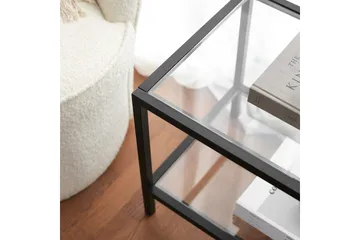 Condurso Gulvstående TV-benk 130 cm med Oppbevaring i Glass og Metall - Svart - Møbler - TV- & Mediamøbler - TV benk & mediabenk