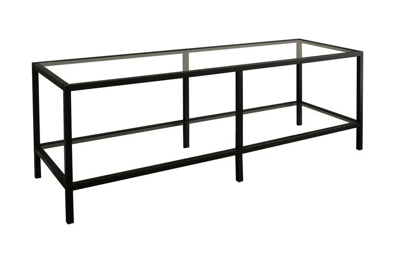 Condurso Gulvstående TV-benk 130 cm med Oppbevaring i Glass og Metall, Svart