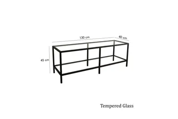 Condurso Gulvstående TV-benk 130 cm med Oppbevaring i Glass og Metall - Svart - Møbler - TV- & Mediamøbler - TV benk & mediabenk
