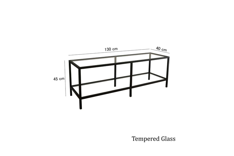 Condurso Gulvstående TV-benk 130 cm med Oppbevaring i Glass og Metall - Svart - Møbler - TV- & Mediamøbler - TV benk & mediabenk