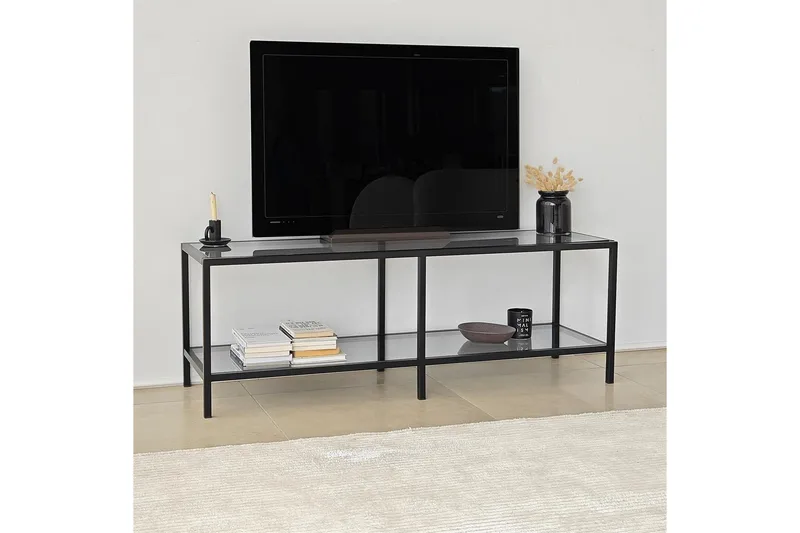 Condurso TV-benk til Gulv 130 cm i Metall og Glass - Røykgrå - Møbler - TV- & Mediam øbler - TV benk & mediabenk