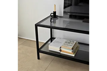 Condurso TV-benk til Gulv 130 cm i Metall og Glass - Røykgrå - Møbler - TV- & Mediamøbler - TV benk & mediabenk