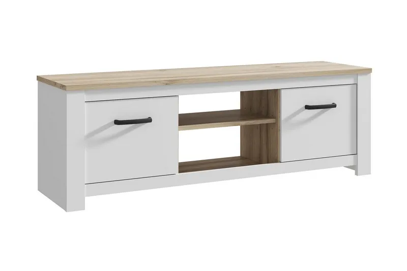 Crumpton TV-Benk 161 cm, Hvit/Brun