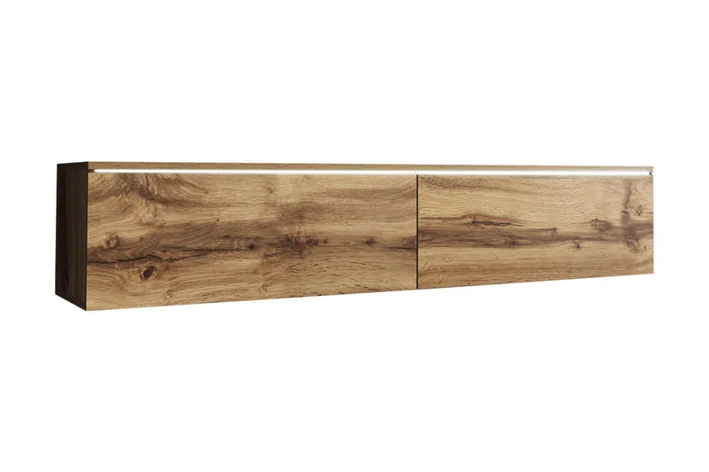 Cuguen TV-benk 140 cm LED-belysning, Tre/Natur|Hvit LED