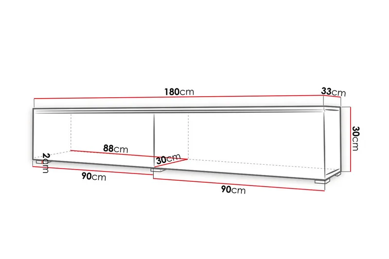 Cuguen TV-benk 180 cm - Hvit/Grå - Møbler - TV- & Mediamøbler - TV benk & mediabenk