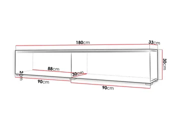 Cuguen TV-benk 180 cm LED - Grå/Hvit - Møbler - TV- & Mediamøbler - TV benk & mediabenk
