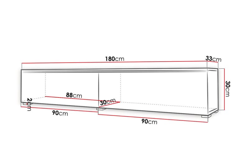 Cuguen TV-benk 180 cm LED - Grå/Hvit - Møbler - TV- & Mediamøbler - TV benk & mediabenk