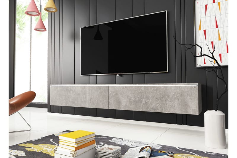 Cuguen TV-benk 180 cm LED - Grå/Hvit - Møbler - TV- & Mediamøbler - TV benk & mediabenk
