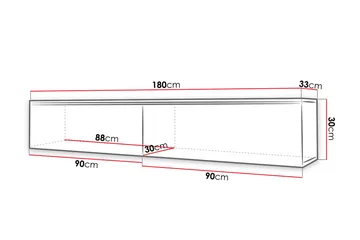 Cuguen TV-benk 180 cm LED - Grå/Hvit - Møbler - TV- & Mediamøbler - TV benk & mediabenk