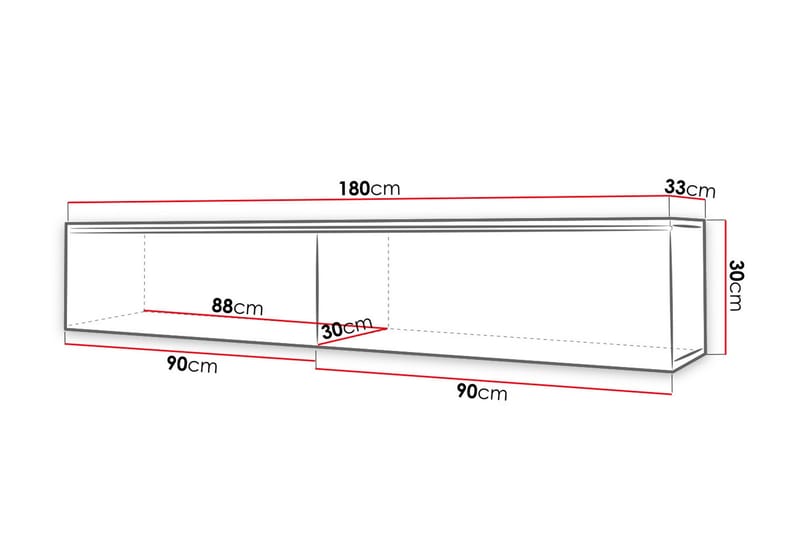 Cuguen TV-benk 180 cm LED - Grå/Hvit - Møbler - TV- & Mediamøbler - TV benk & mediabenk