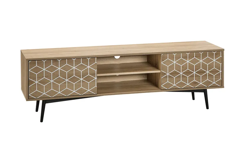 Dariana TV-benk 160 cm med Oppbevaring i Lyst Tre, Lysebrun