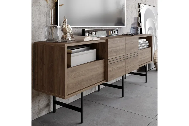 Dasaki TV-benk 180 cm - Mørkebrun/Svart - Møbler - TV- & Mediamøbler - TV benk & mediabenk