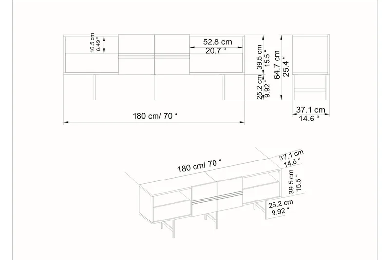 Dasaki TV-benk 180 cm - Mørkebrun/Svart - Møbler - TV- & Mediamøbler - TV benk & mediabenk