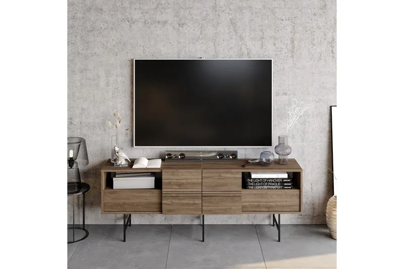 Dasaki TV-benk 180 cm - Mørkebrun/Svart - Møbler - TV- & Mediamøbler - TV benk & mediabenk