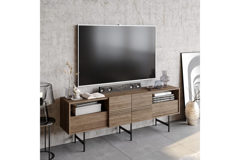 Dasaki TV-benk 180 cm - Mørkebrun/Svart - Møbler - TV- & Mediamøbler - TV benk & mediabenk