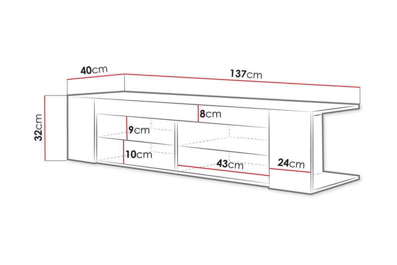 Davalos Tv-benk 137 cm - Eik - Møbler - TV- & Mediamøbler - TV benk & mediabenk