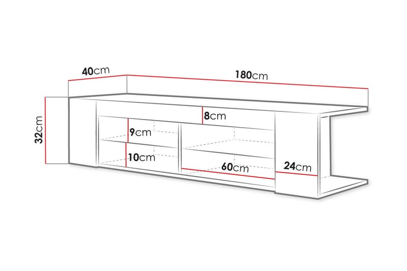 Davalos Tv-benk 180 cm - Eik - Møbler - TV- & Mediamøbler - TV benk & mediabenk