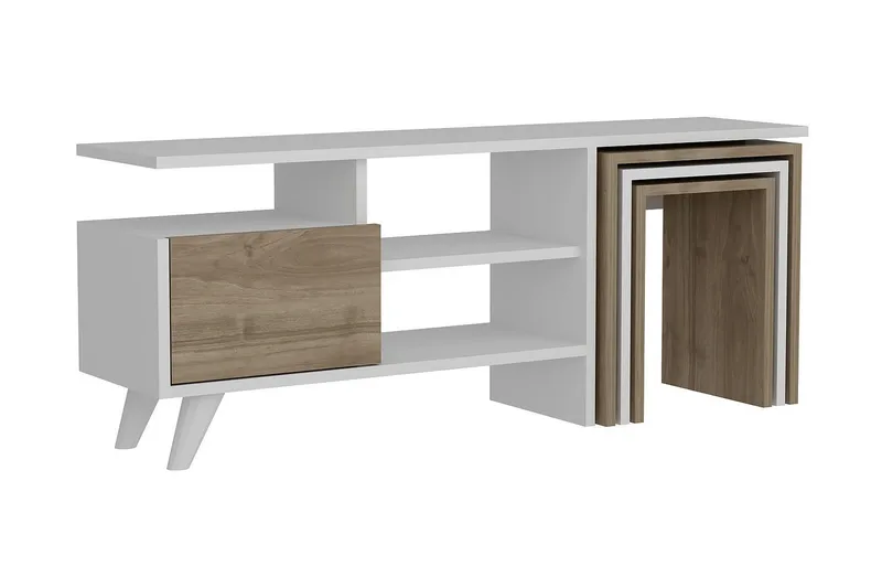 Decorotika TV-benk 120 cm, Hvit/Valnøtt