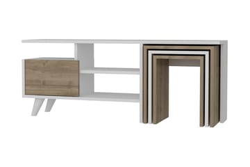 Decorotika TV-benk 120 cm - Hvit/Valnøtt - Møbler - TV- & Mediamøbler - TV benk & mediabenk