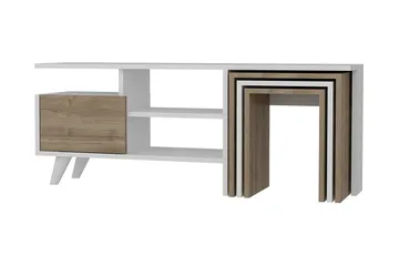 Decorotika TV-benk 120 cm - Hvit/Valnøtt - Møbler - TV- & Mediamøbler - TV benk & mediabenk