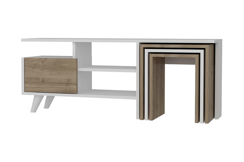 Decorotika TV-benk 120 cm - Hvit/Valnøtt - Møbler - TV- & Mediamøbler - TV benk & mediabenk