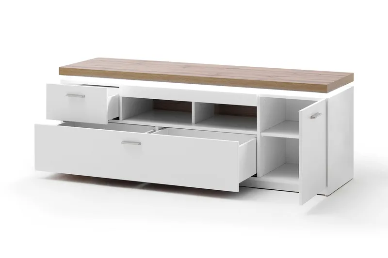 Degaust TV-benk 156 cm - Hvit/Eik - Møbler - TV- & Mediamøbler - TV benk & mediabenk